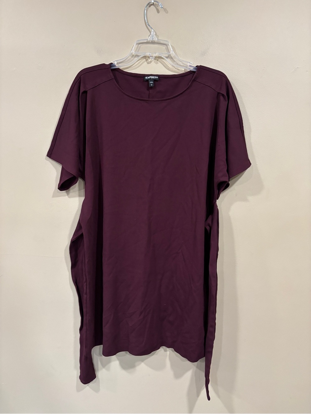 Express Women’s Plum Short Sleeve Front Tie Waist Dress Size L